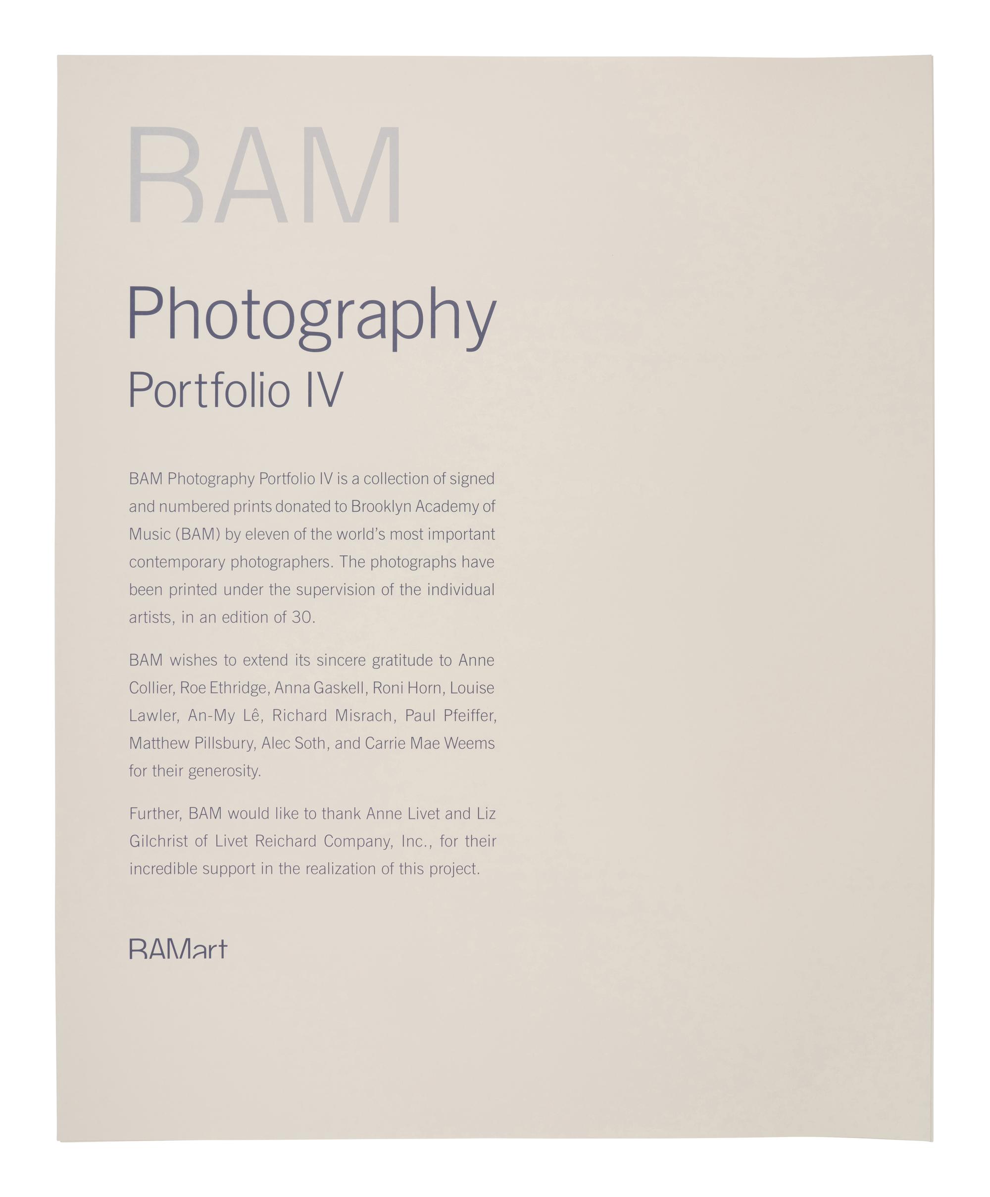 BAM Photography Portfolio IV , (complete set of 11 photographs by 11 artists, with text insert, colophon, and portfolio case)