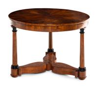A German Part-Ebonized Walnut and Burl Maple Center Table