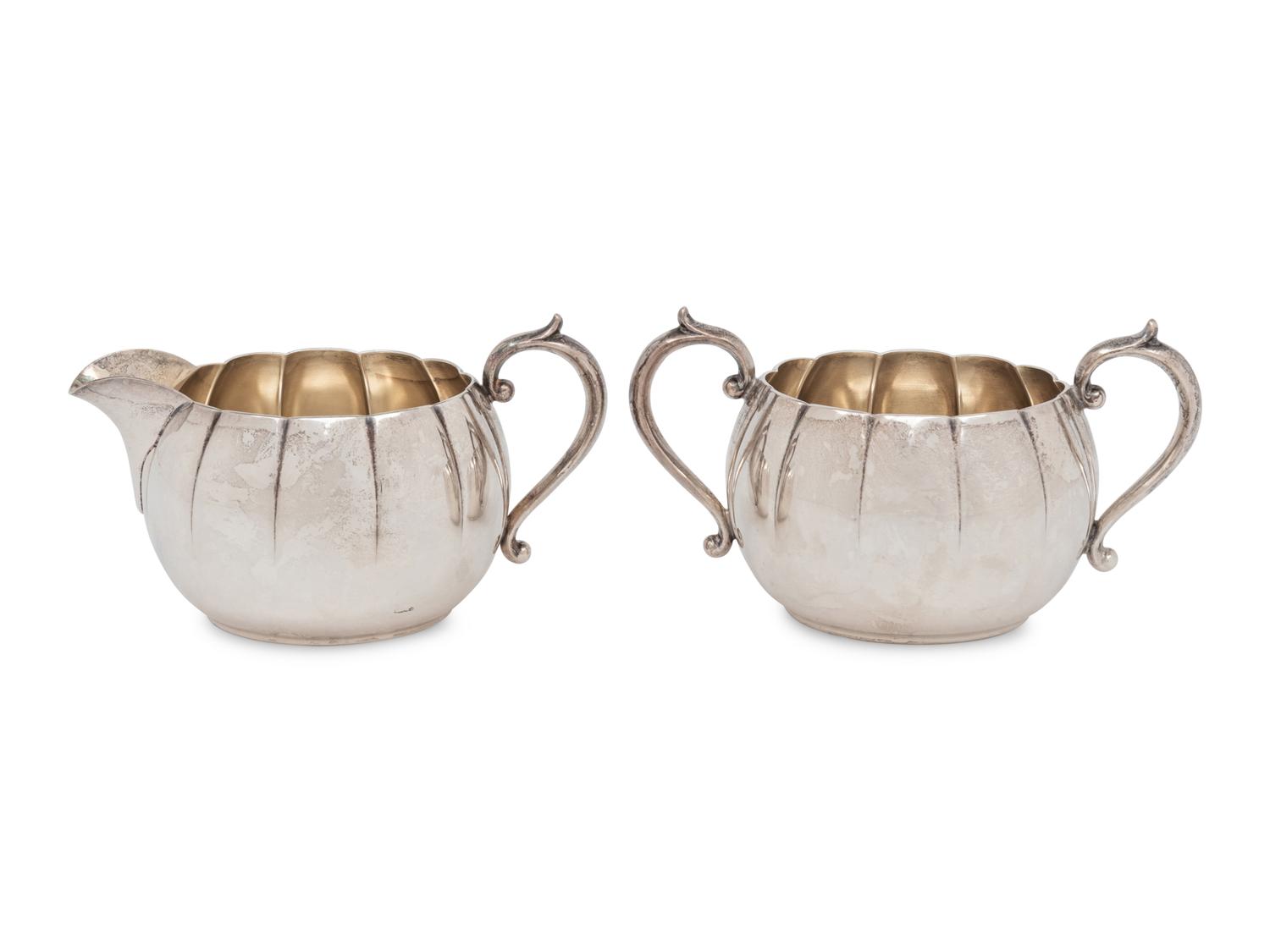 An American Silver Creamer and Sugar Set