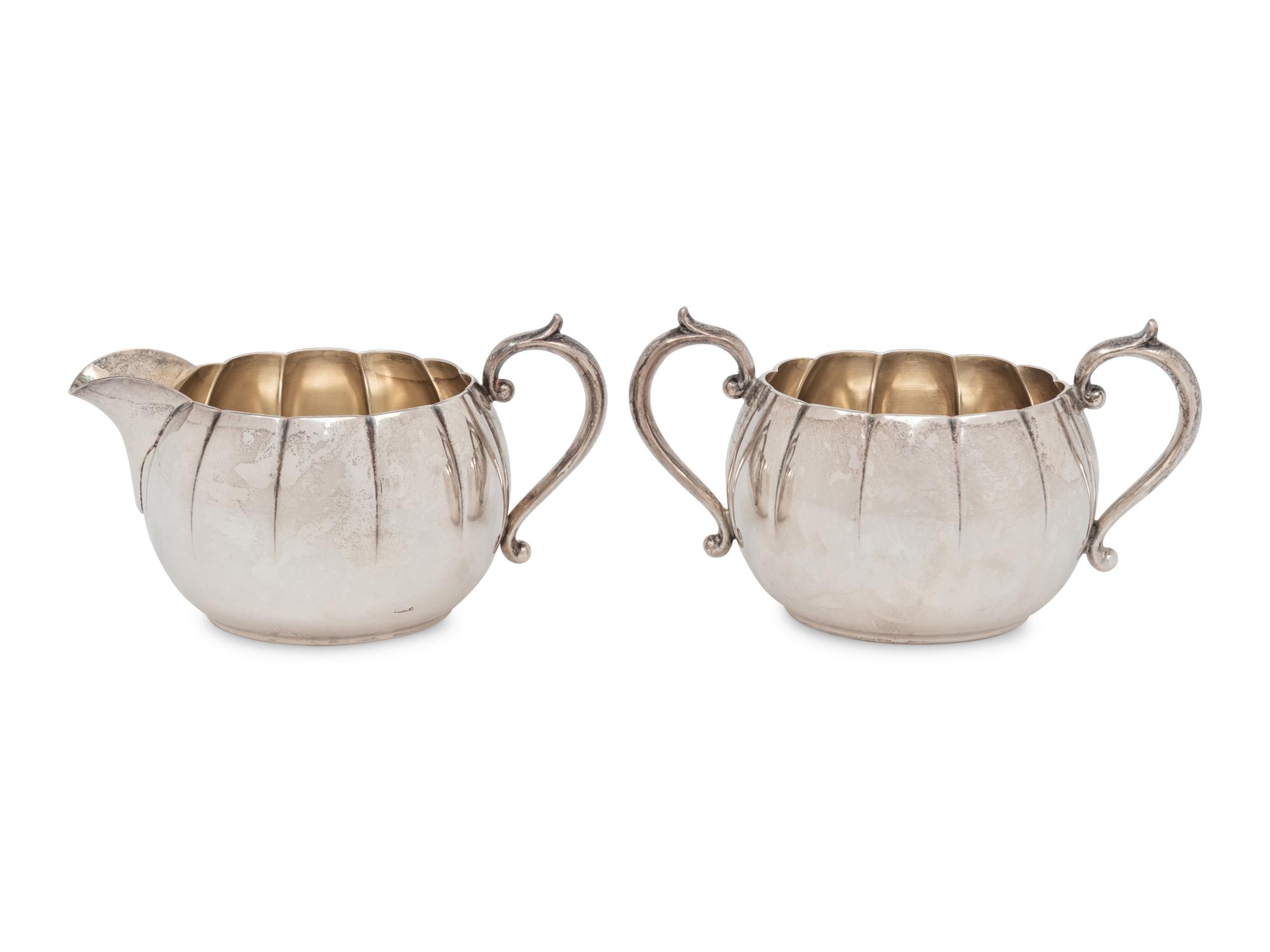 An American Silver Creamer and Sugar Set