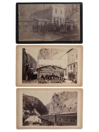 [COLORADO]. JACKSON, William Henry, photographer. A group of 3 boudoir photographs of Creede, Colorado, incl. D. & R. G. RY. At Creede. Denver, CO: ca 1888.