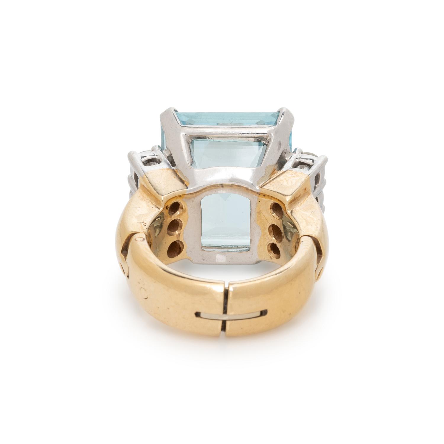 AQUAMARINE AND DIAMOND RING