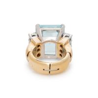 AQUAMARINE AND DIAMOND RING