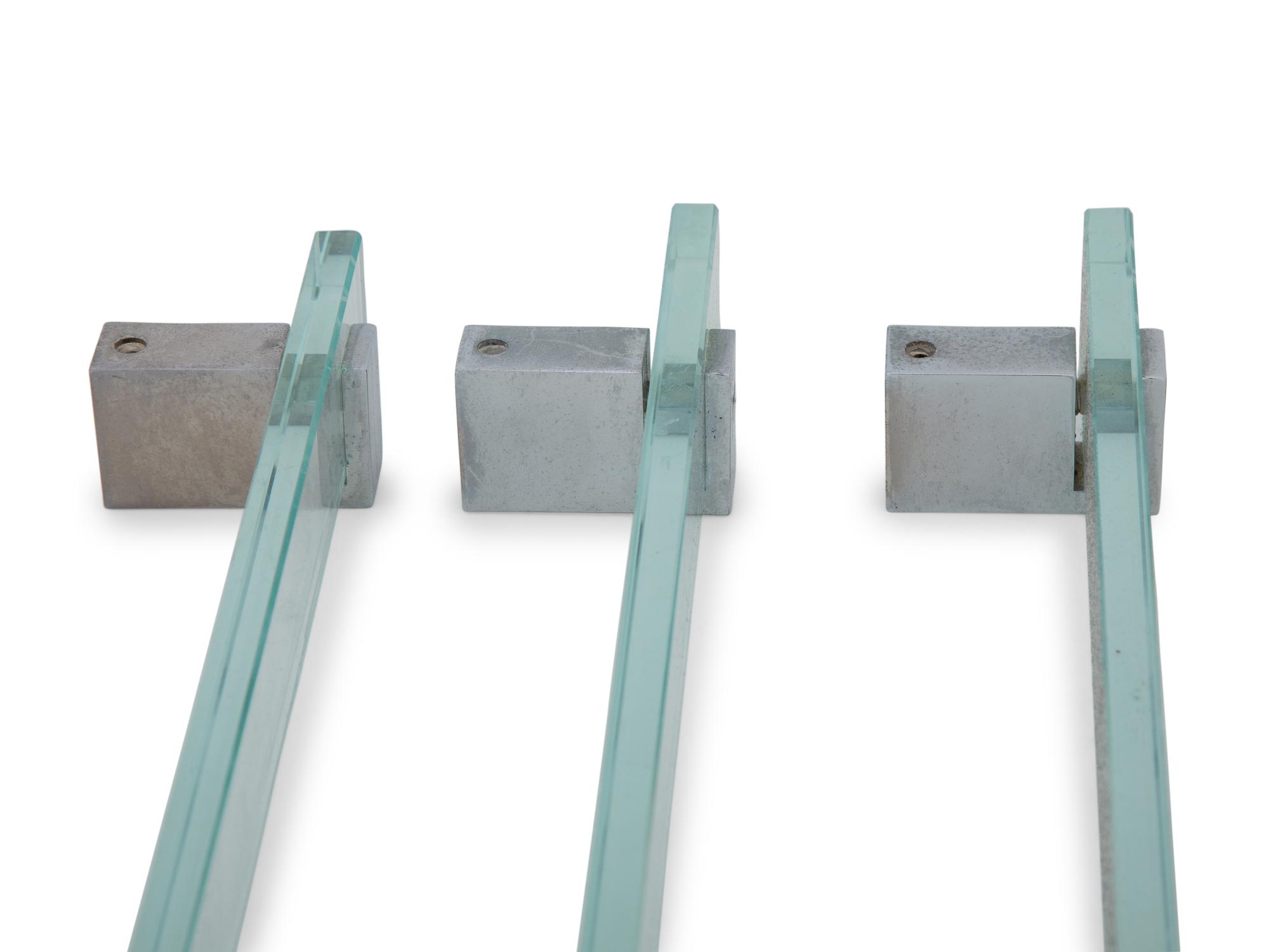 A Group of Five Fontana Arte Clear Crystal Towel Bars with Chrome Mounts — 20TH CENTURY