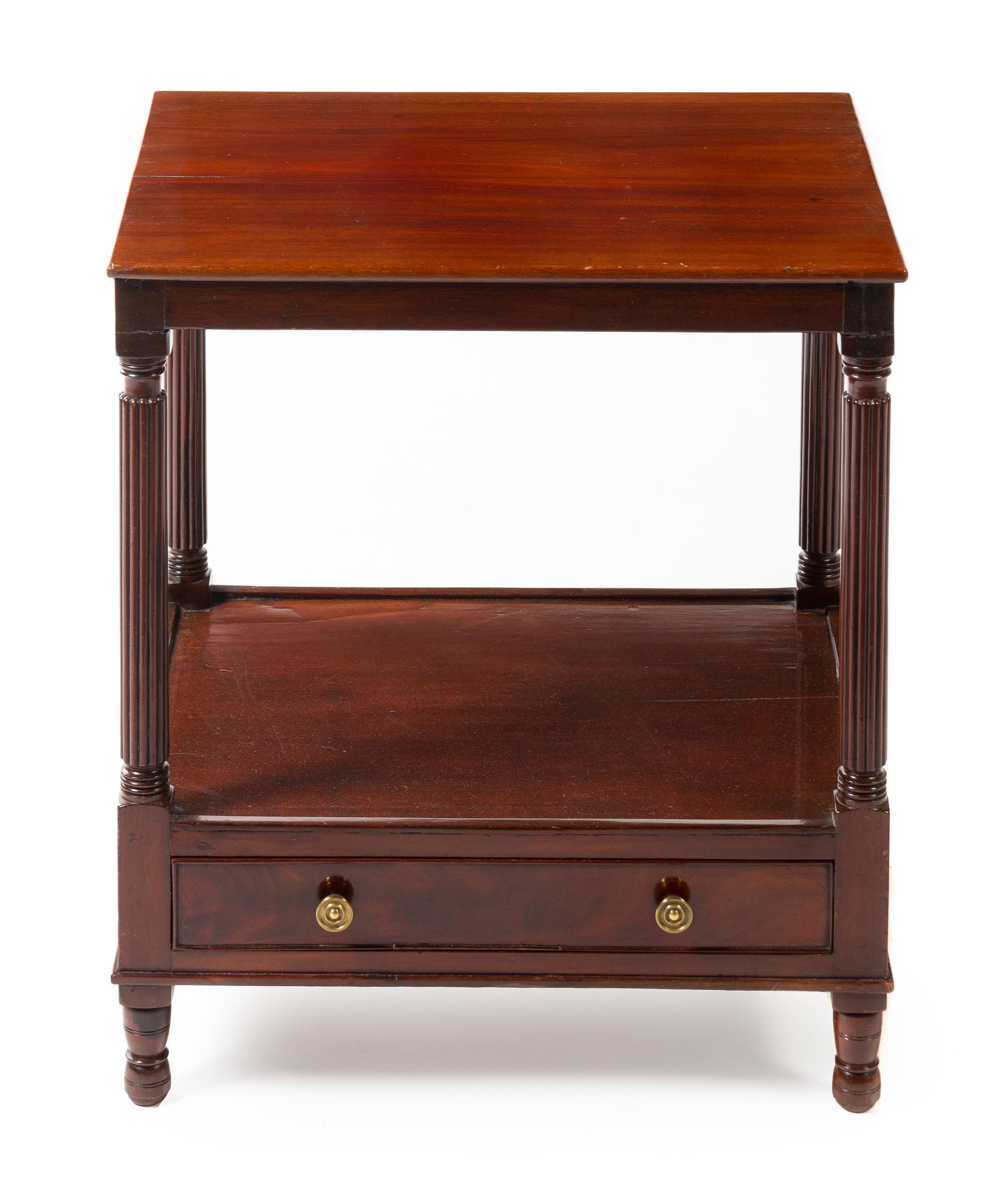 A Georgian Style Mahogany Side Table Height 24 x width 21 1/2 x depth 16 1/2 inches.