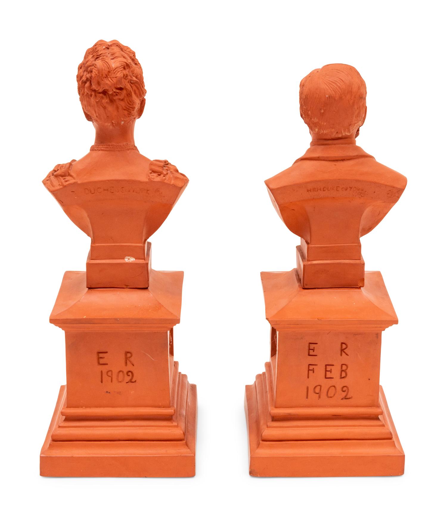 A Pair of Terra Cotta Busts of the Duchess and Duke of York
