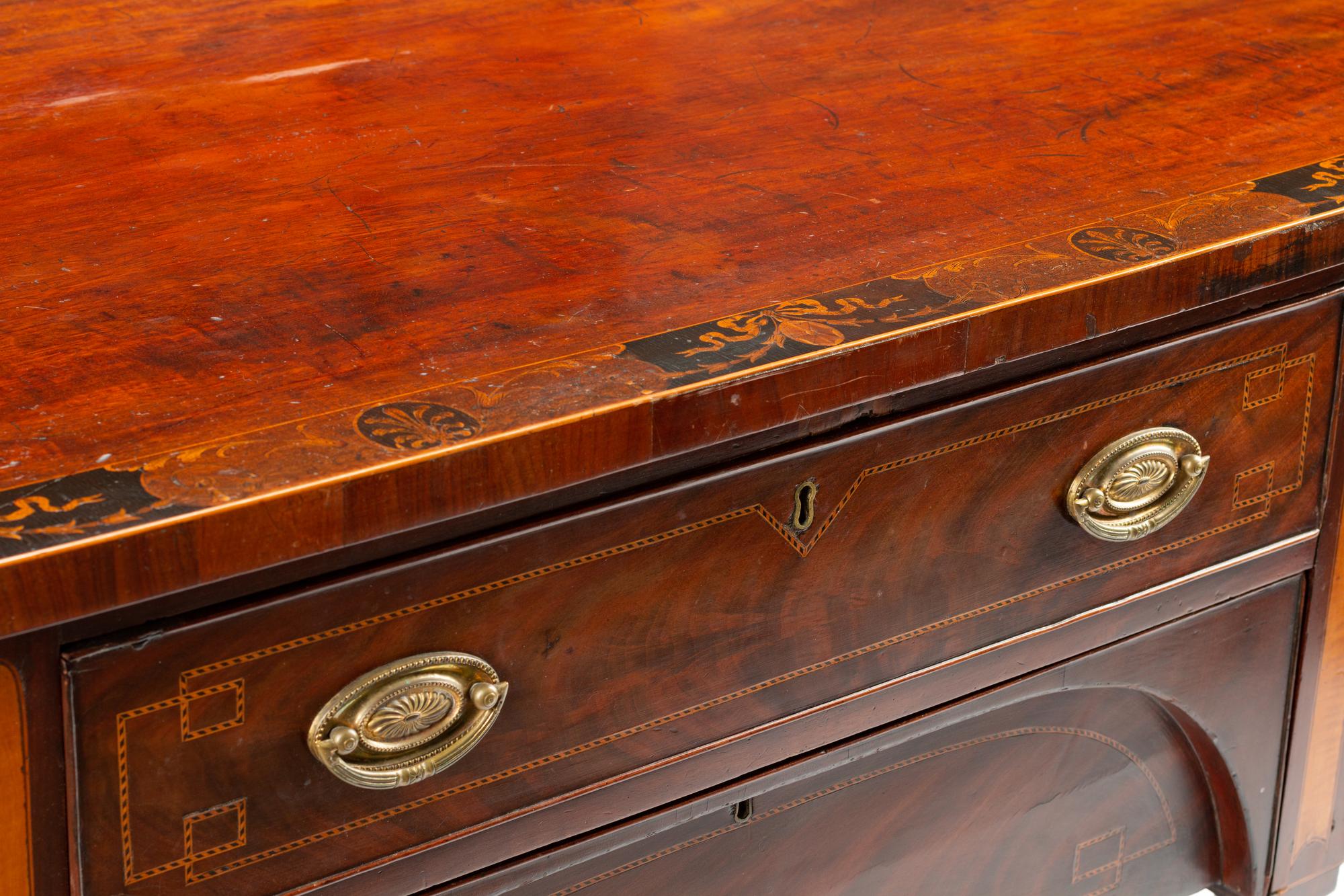 A George III Marquetry and Mahogany Sideboard