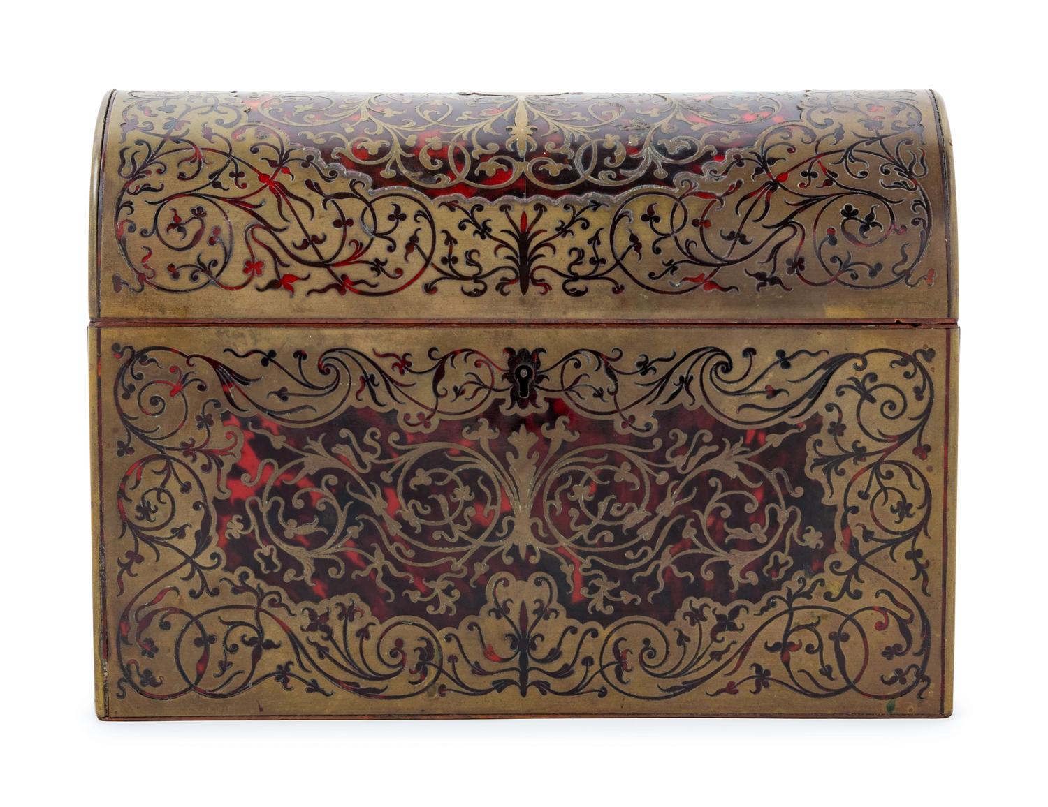 A Boulle Marquetry Dome Top Letter Box