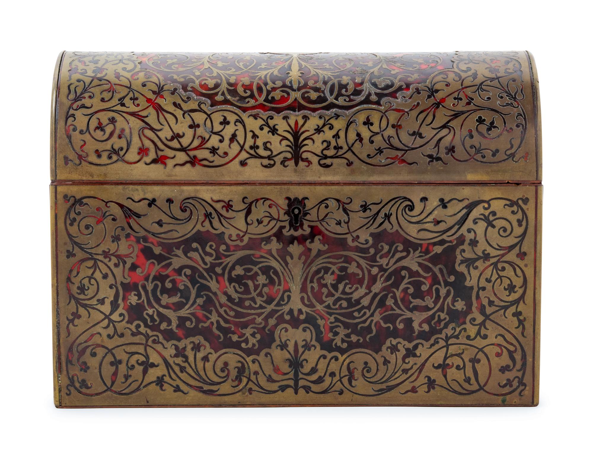 A Boulle Marquetry Dome Top Letter Box