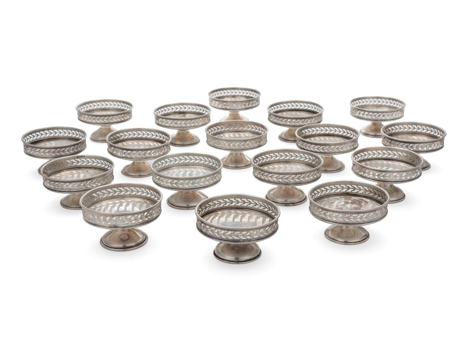 A Group of Seventeen American Silver Nut Dishes