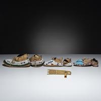 Plains Child's Beaded Hide Moccasins, and Roach Spreader