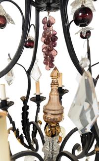 A Continental Metal and Glass Chandelier with Fruit-Form Prisms