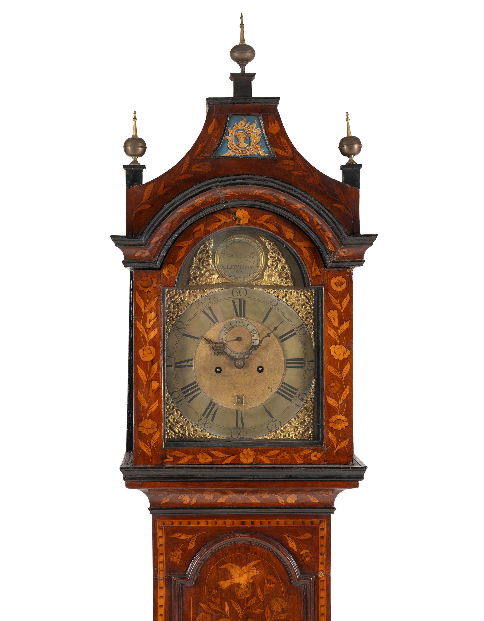 A Dutch Marquetry Longcase Clock with Associated English Movement