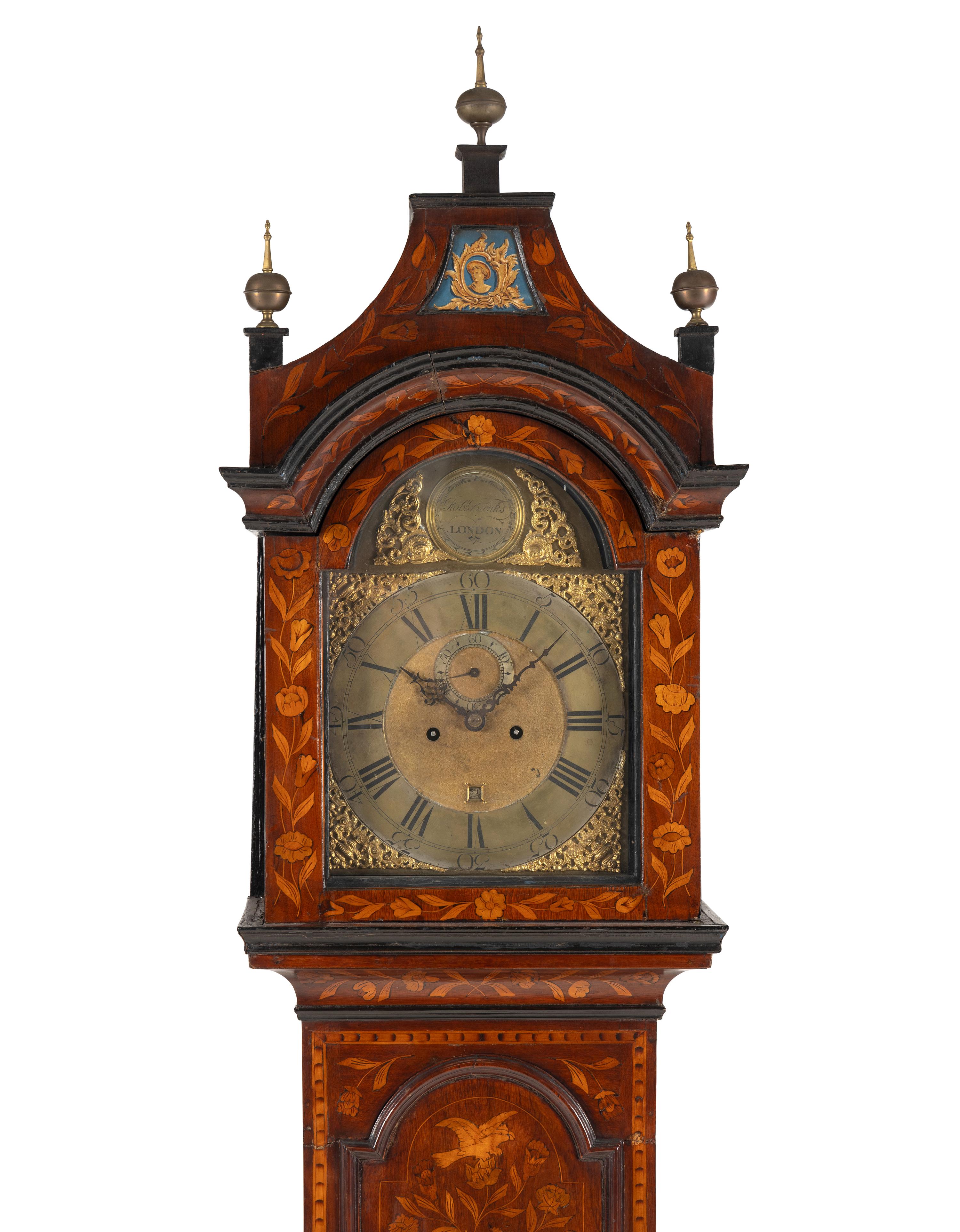 A Dutch Marquetry Longcase Clock with Associated English Movement