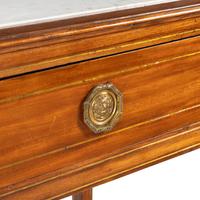 A Continental Brass Inlaid Mahogany Marble Top Serving Table