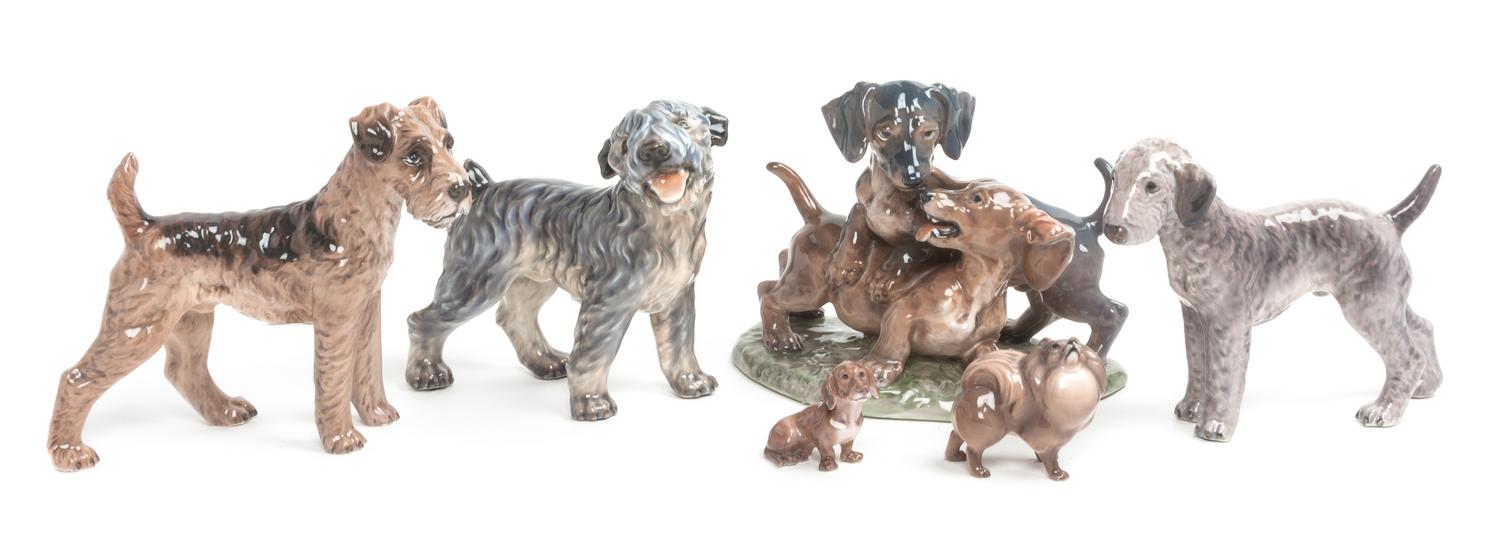 Six Dahl Jensen Copenhagen Porcelain Figures Width of widest 8 inches. — 20TH CENTURY
