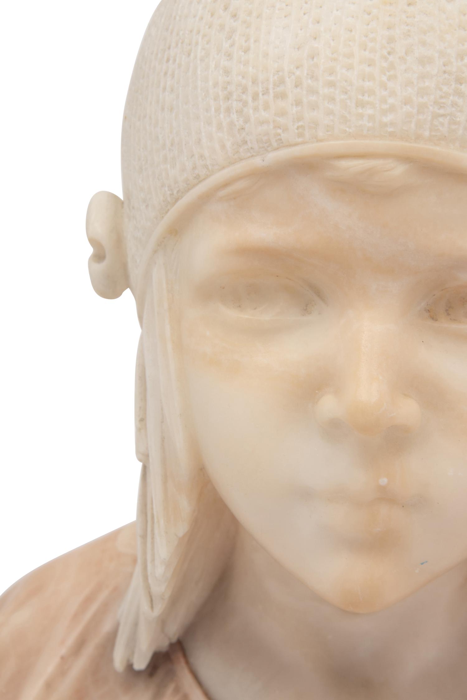 An Italian Alabaster Bust of a Young Girl