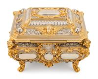 A German Gilt and Silvered Bronze Jewelry Casket