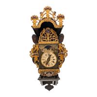 A Frisian Gilt and Polychrome Decorated 'Stoelklok'