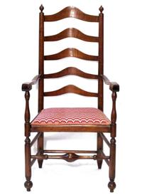 William and Mary mixed wood ladder back arm chair pennsylvania, late 18th century