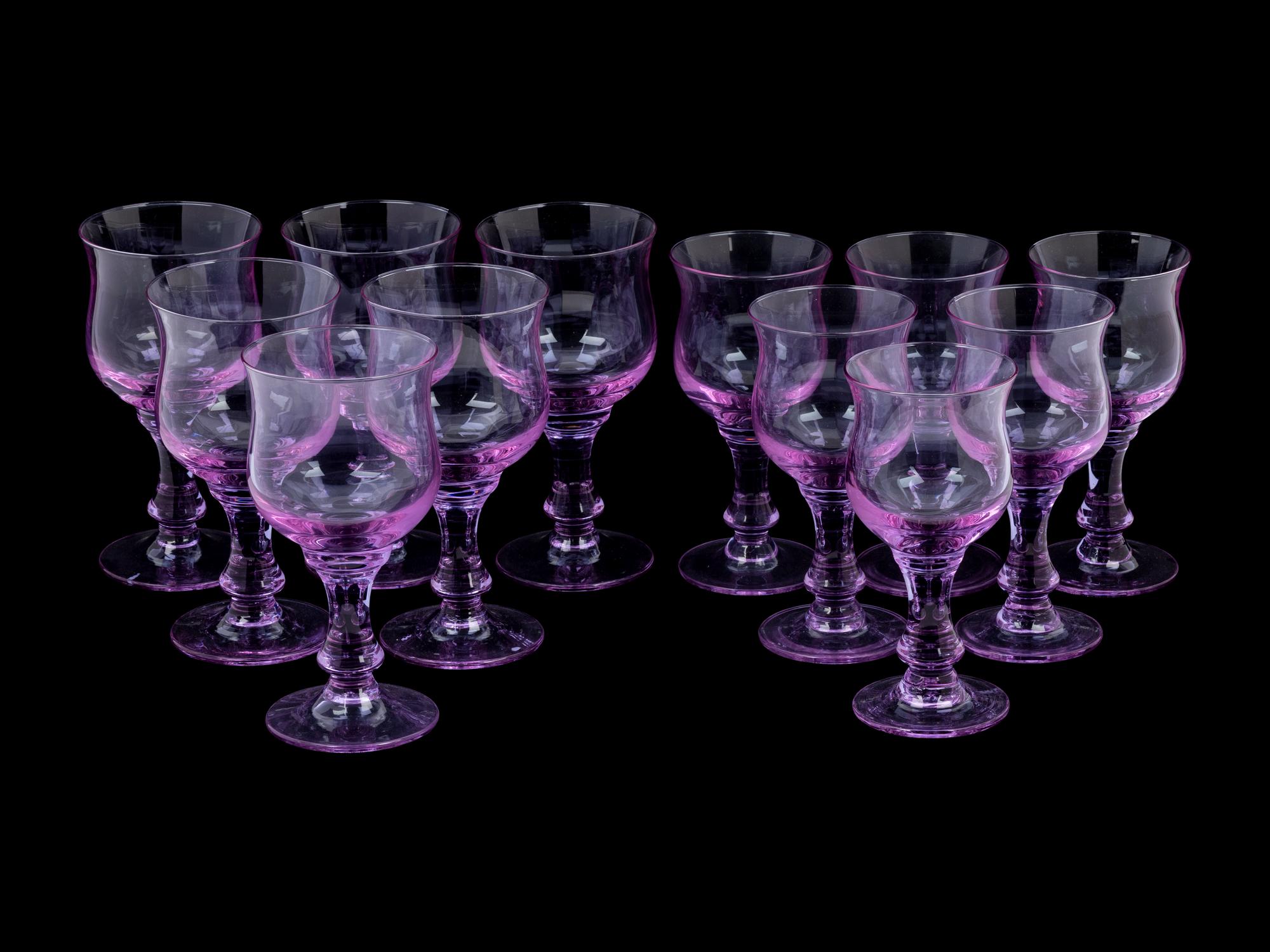 A Group of Colored Glass Stemware