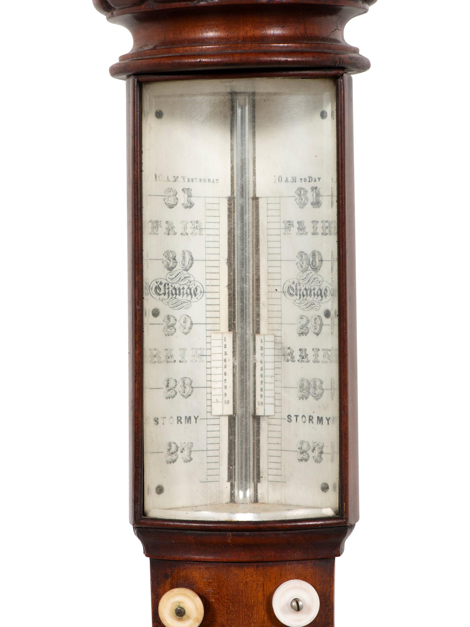 An English Mahogany Marine Stick Barometer with 'Improved Sympiesometer'