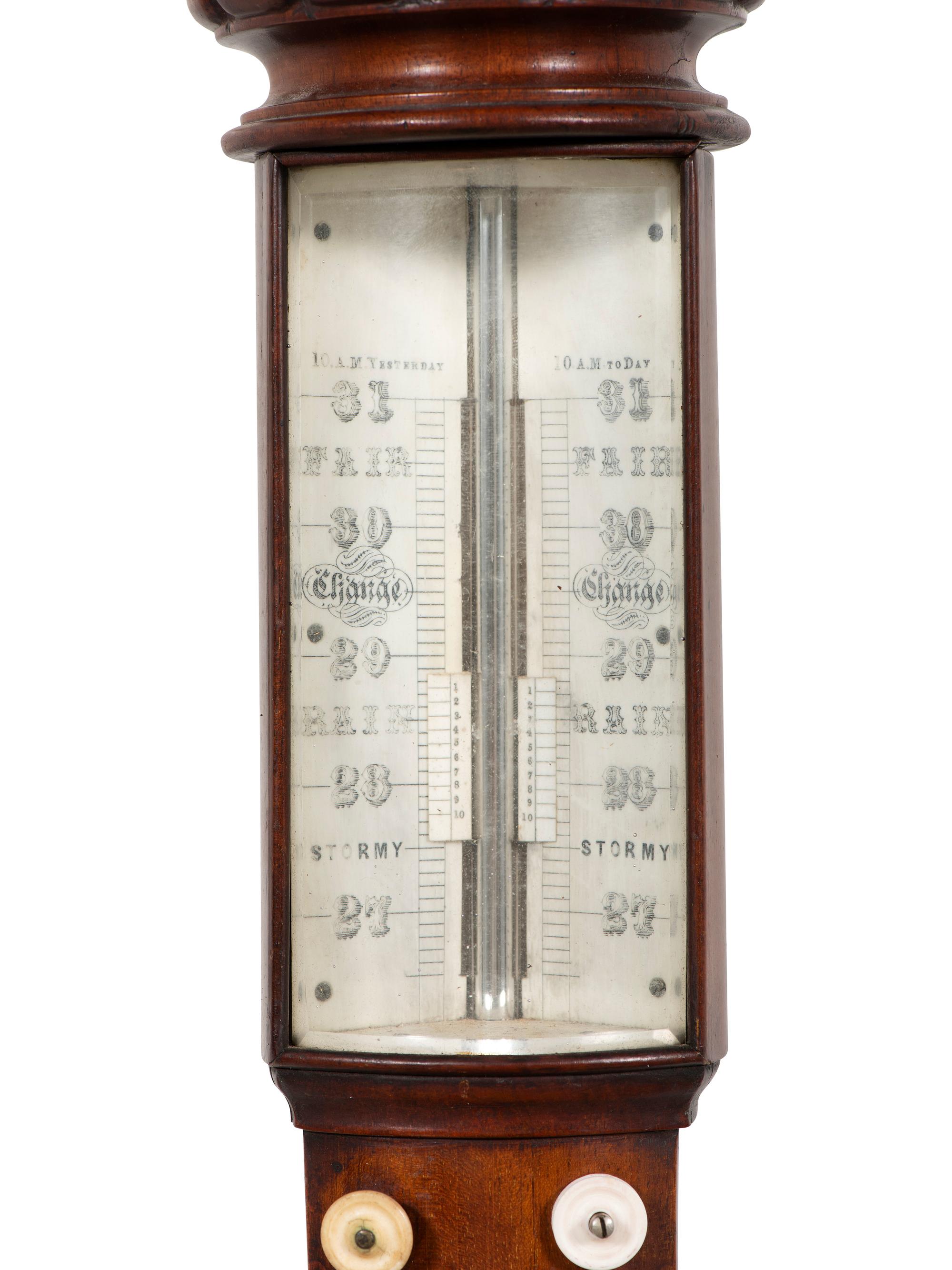 An English Mahogany Marine Stick Barometer with 'Improved Sympiesometer'