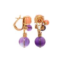 CARTIER, DIAMOND, CORAL AND AMETHYST 'DELICES DE GOA' EARRING