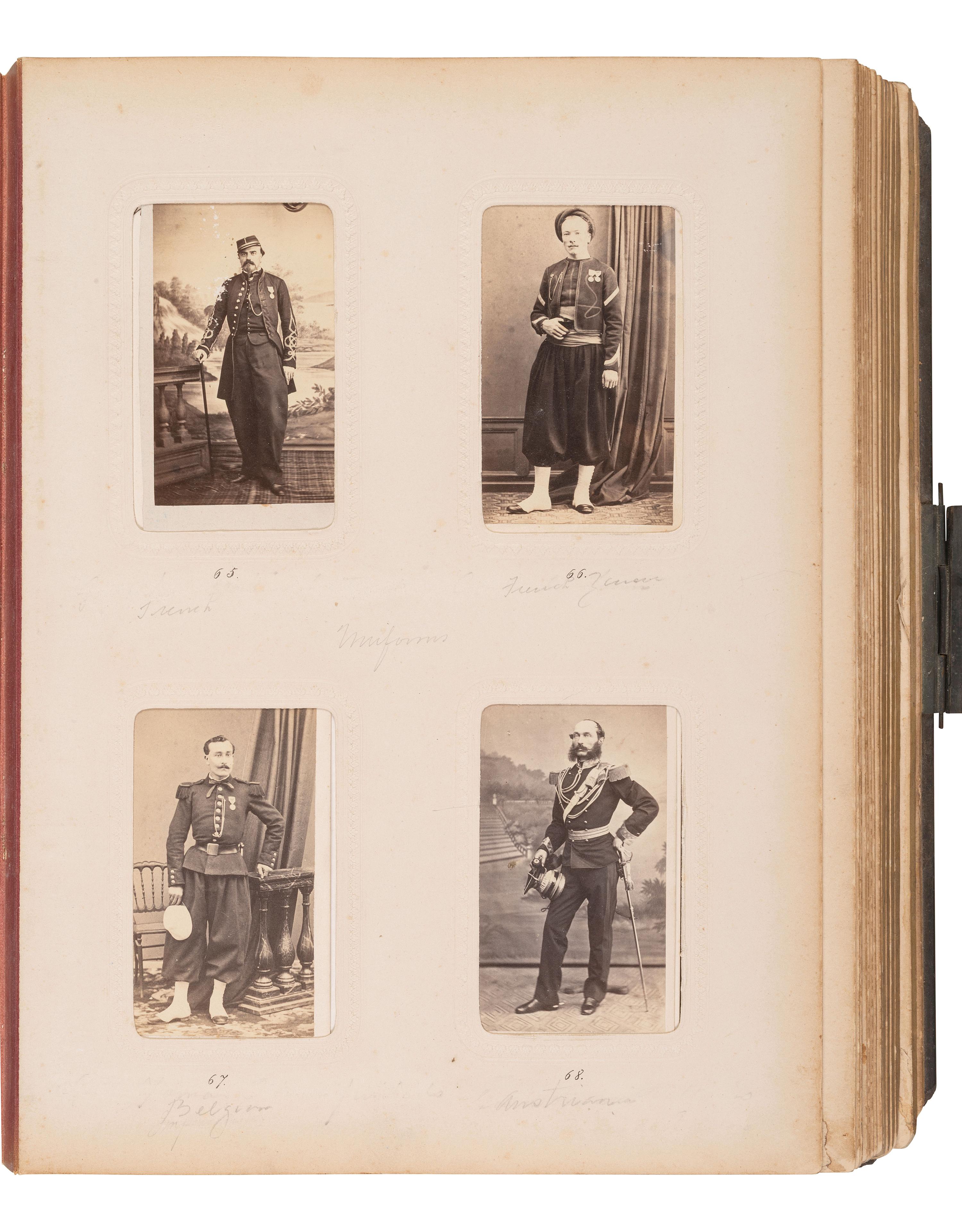[Mexico - Early Photography]. Second Mexican Empire, CDV album documenting the reign of Maximilian I of Mexico, ca 1864-1867.
