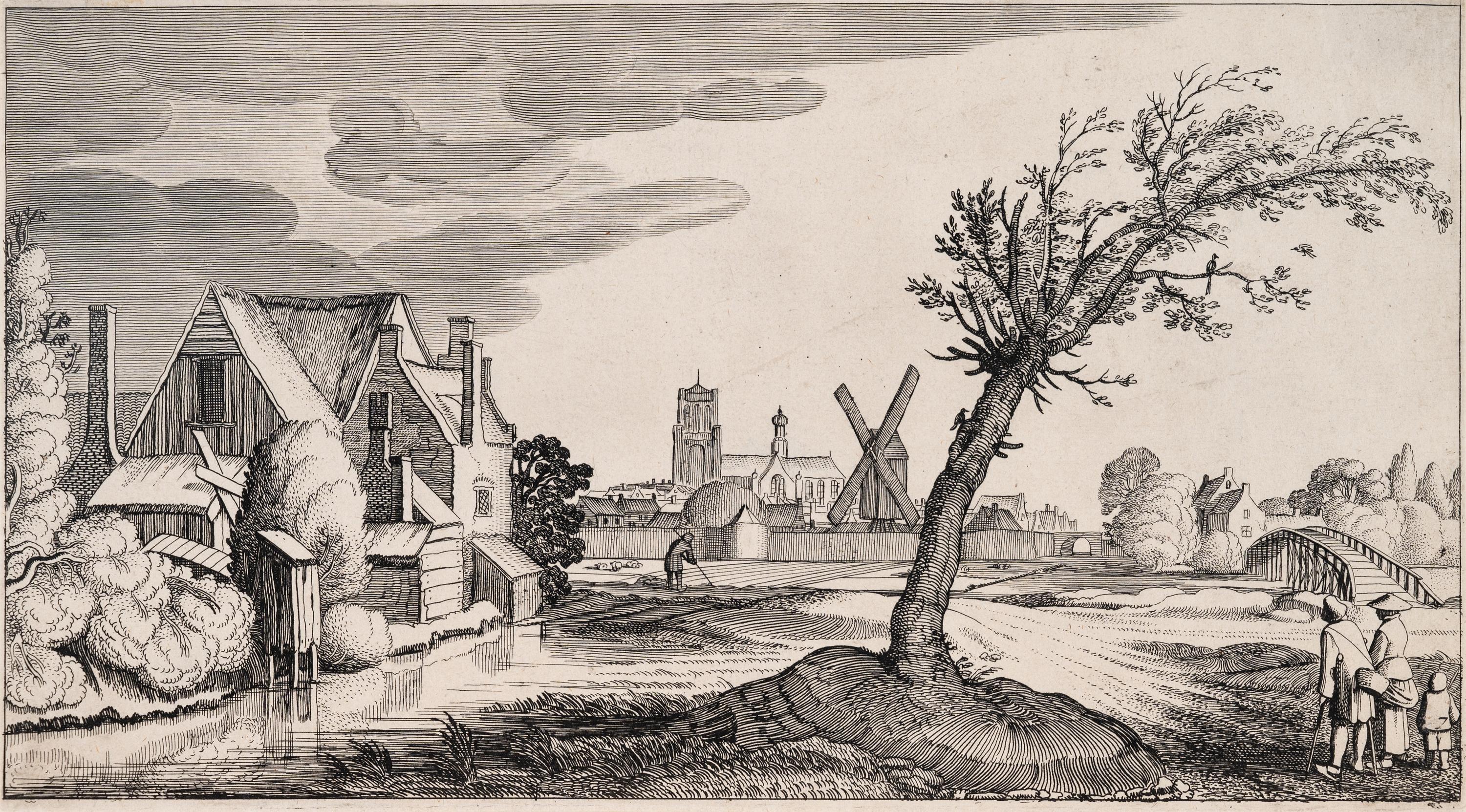 A group of five prints ( The Brewery by a Frozen Canal; The Repast Under the Tent; The Village Gateway; Untitled (Archway Over the Road); Untitled (View of a Walled Town) )