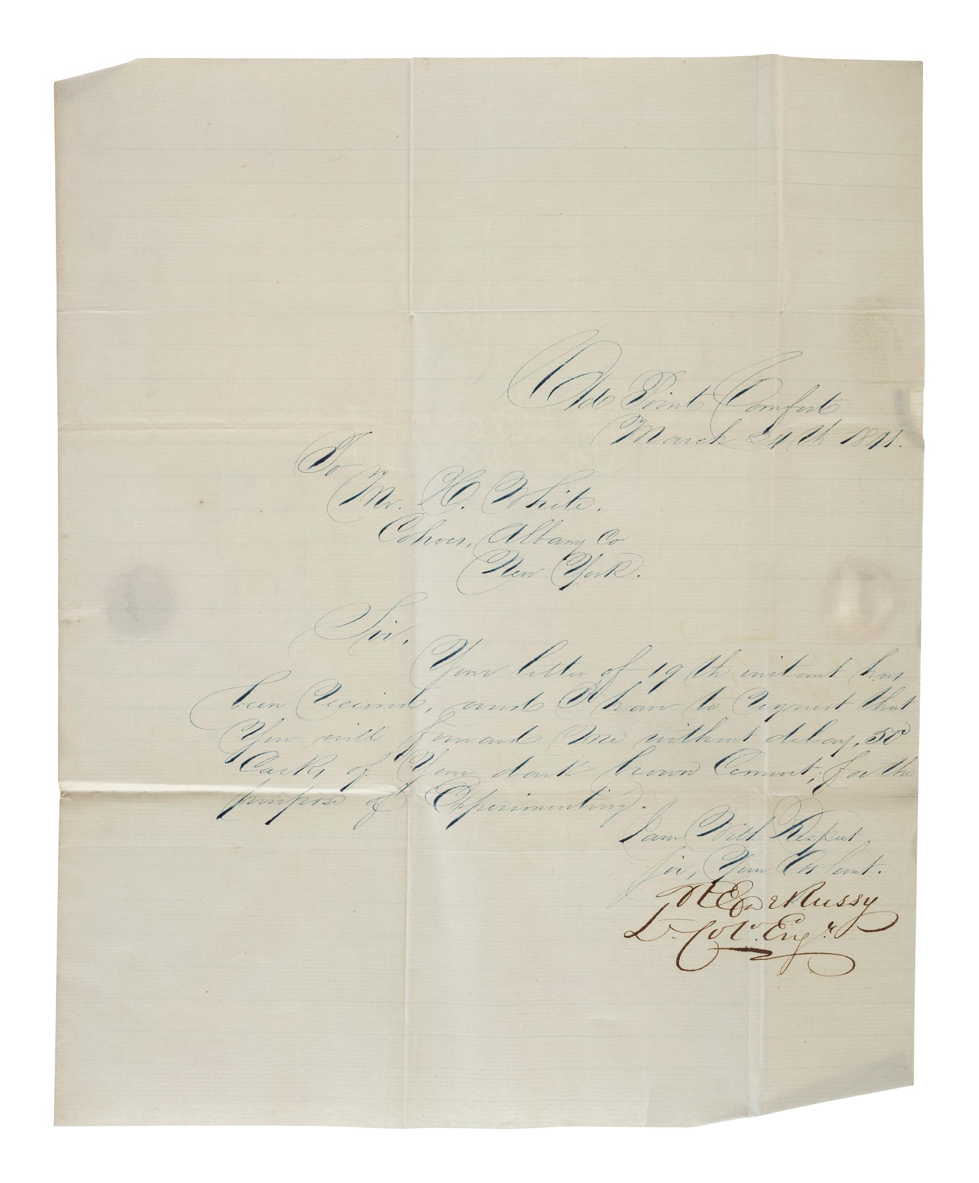 [VIRGINIA] -- [FORT MONROE]. A group of 4 stampless covers related to Fort Monroe, including its early construction.