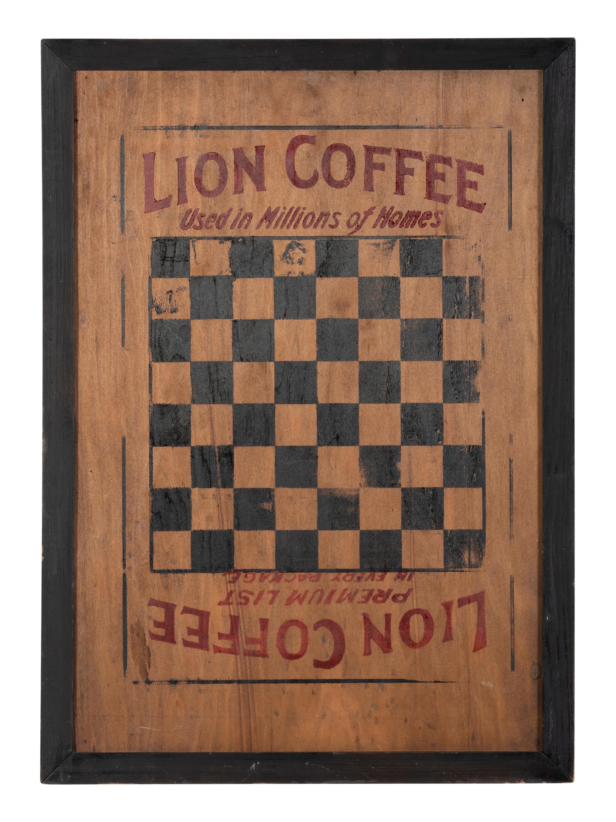 A Lion Coffee Wooden Advertising Game Board