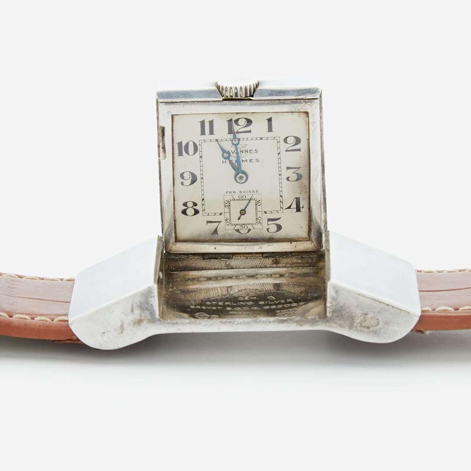 A sterling silver golf belt watch, Hermes C.1920