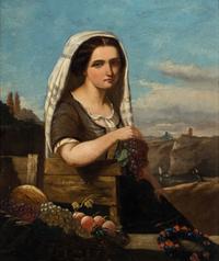 Woman with Grapes in a Landscape