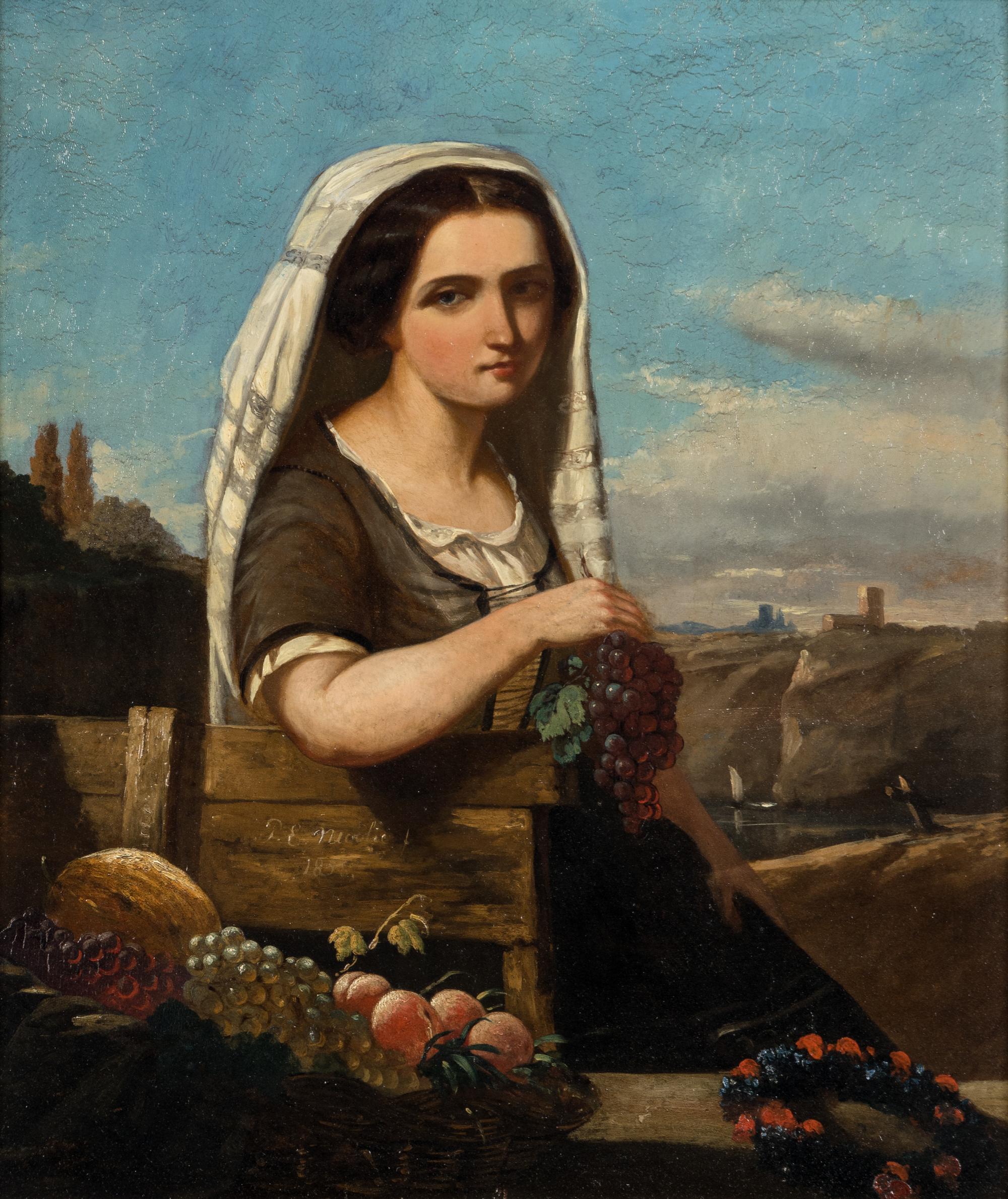 Woman with Grapes in a Landscape