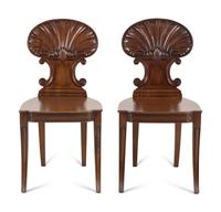 A Pair of Regency Mahogany Hall Chairs