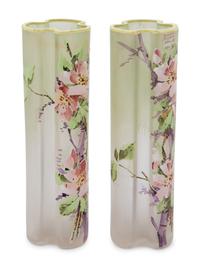 A Pair of French Enameled Glass Vases