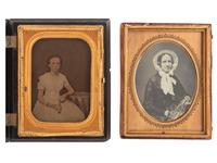 [EARLY PHOTOGRAPHY]. A group of 13 cased images featuring sitters holding fans, including: