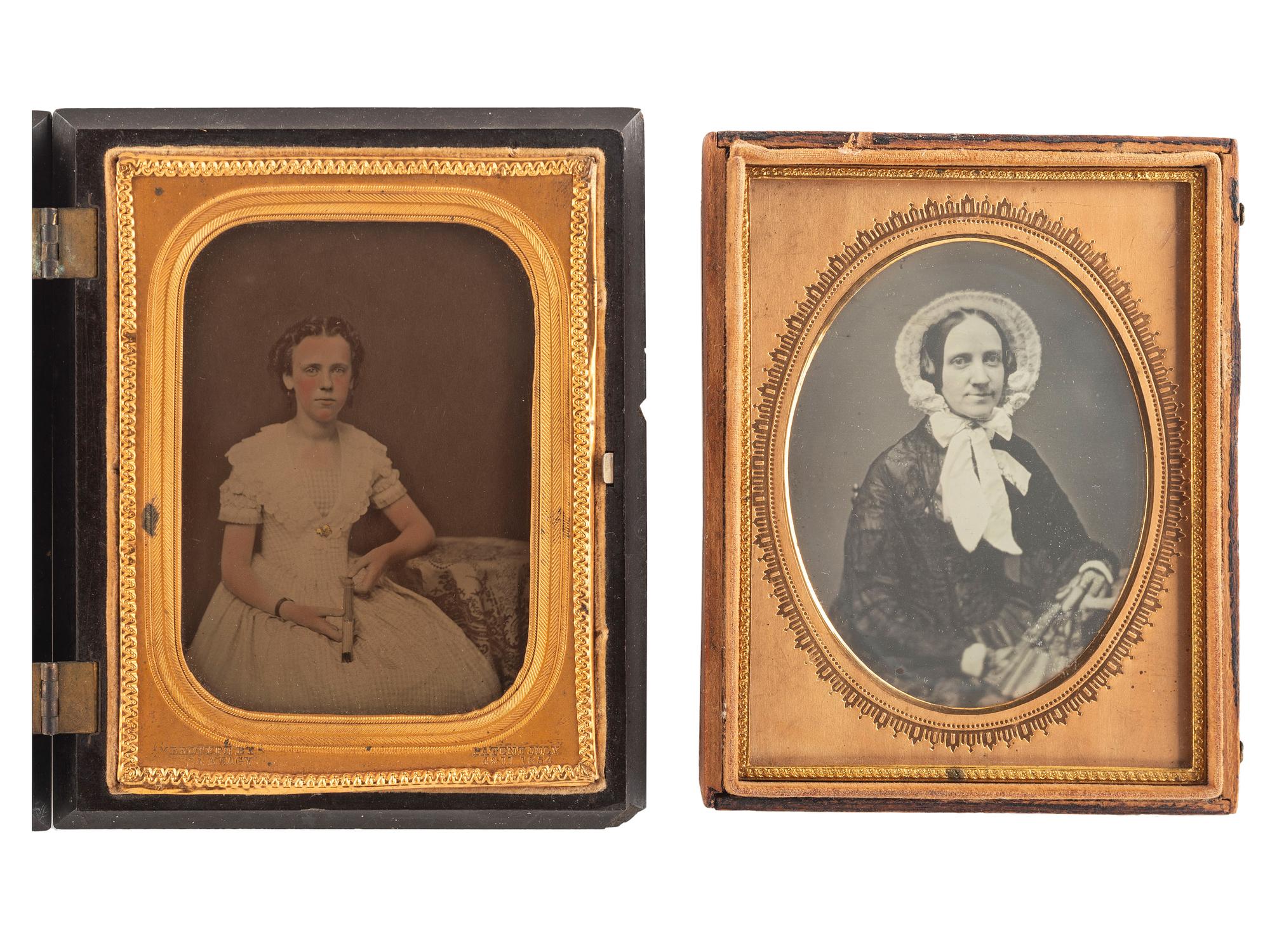 [EARLY PHOTOGRAPHY]. A group of 13 cased images featuring sitters holding fans, including: