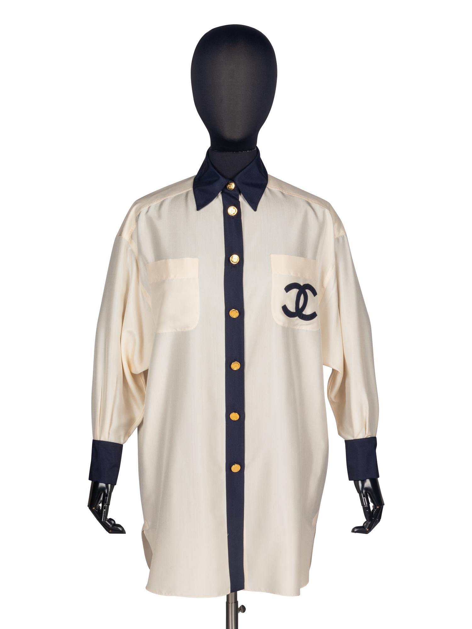 Chanel Two-Tone Logo Blouse