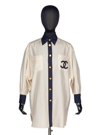 Chanel Two-Tone Logo Blouse