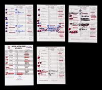 A Group of Five Hall of Fame Manager Signed Autograph Umpire Lineup Cards from The Collection of Baseball Hall of Famer Ted Simmons (including Tony LaRussa and Bobby Cox),