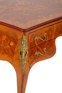 A Louis XV Style Gilt-Bronze Mounted Marquetry Bureau Plat