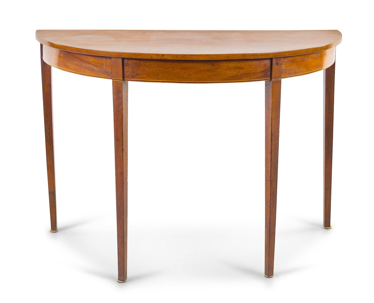 A George III Style Mahogany Demilune Table