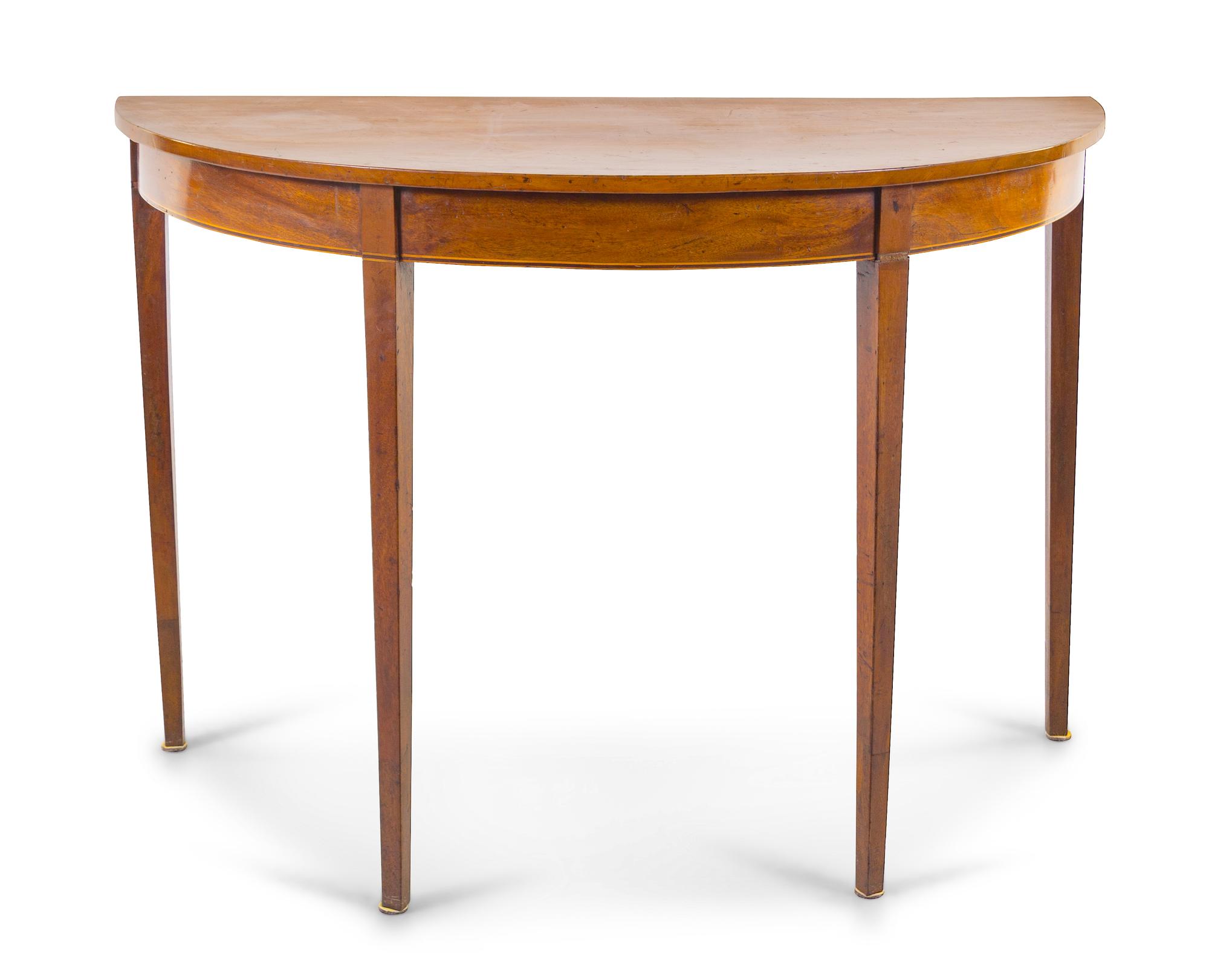 A George III Style Mahogany Demilune Table