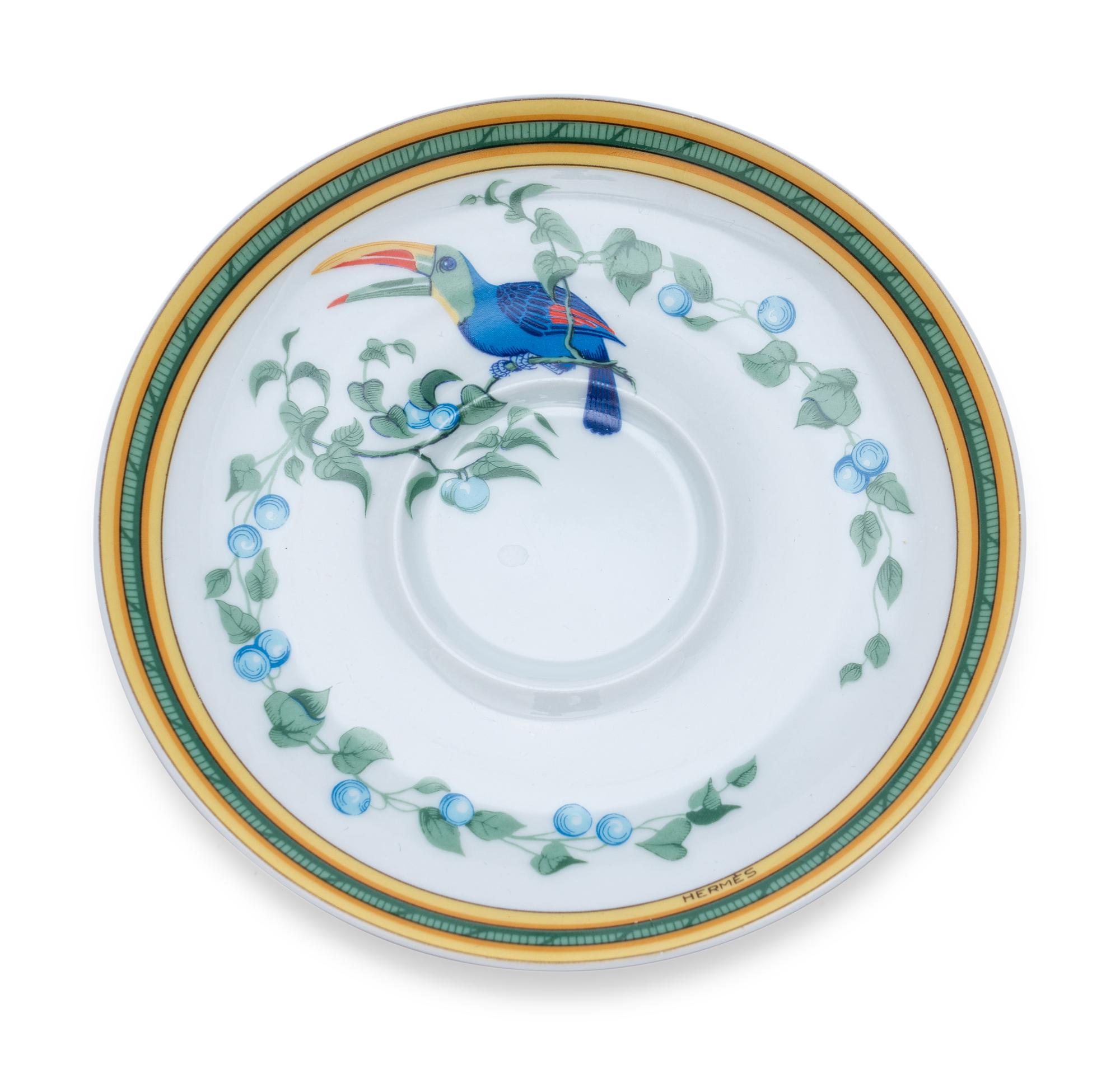 An Hermès Toucans Porcelain Tea Service