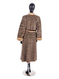 Vintage Striped Mink Coat, 1970-90s