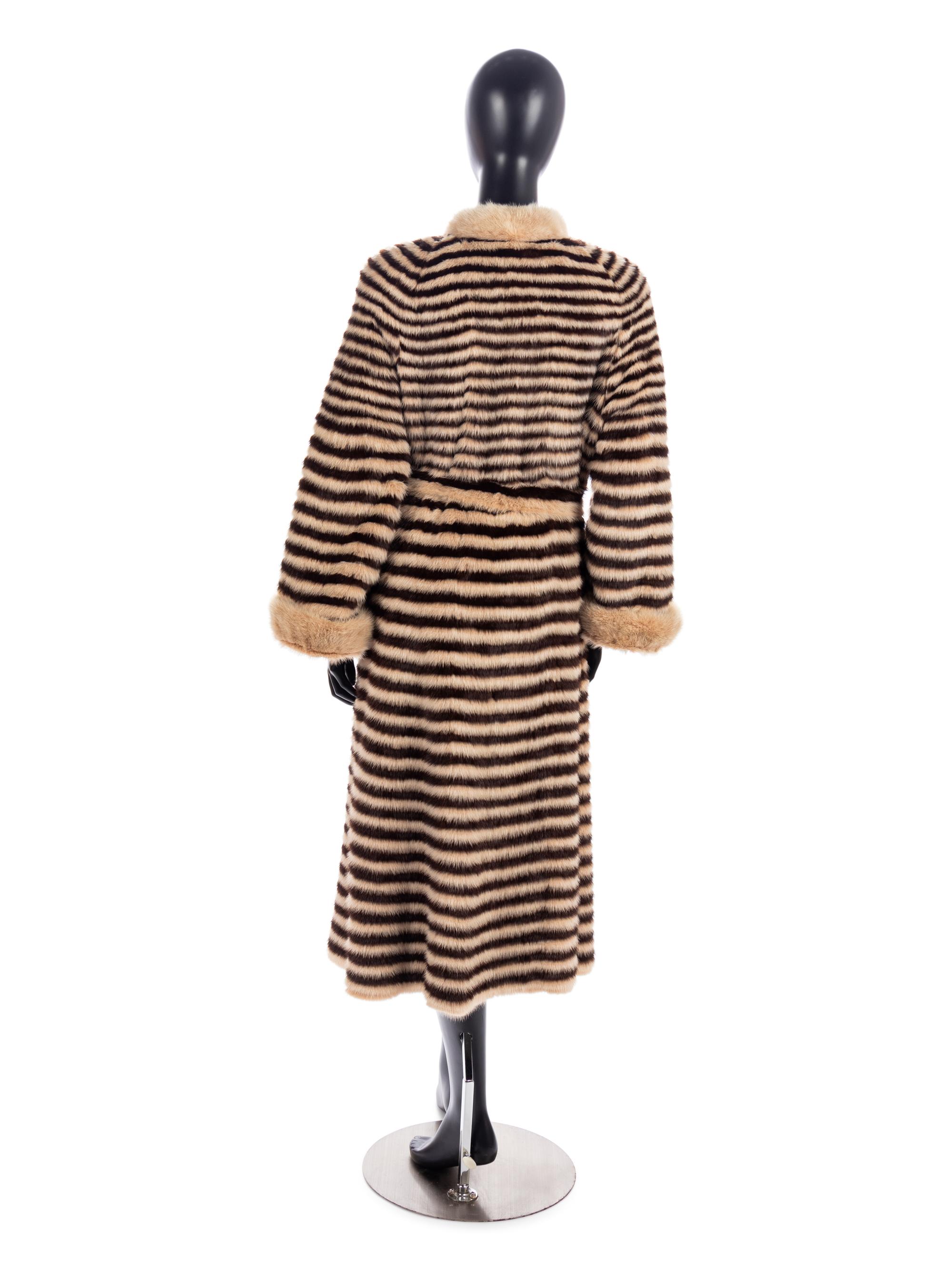 Vintage Striped Mink Coat, 1970-90s