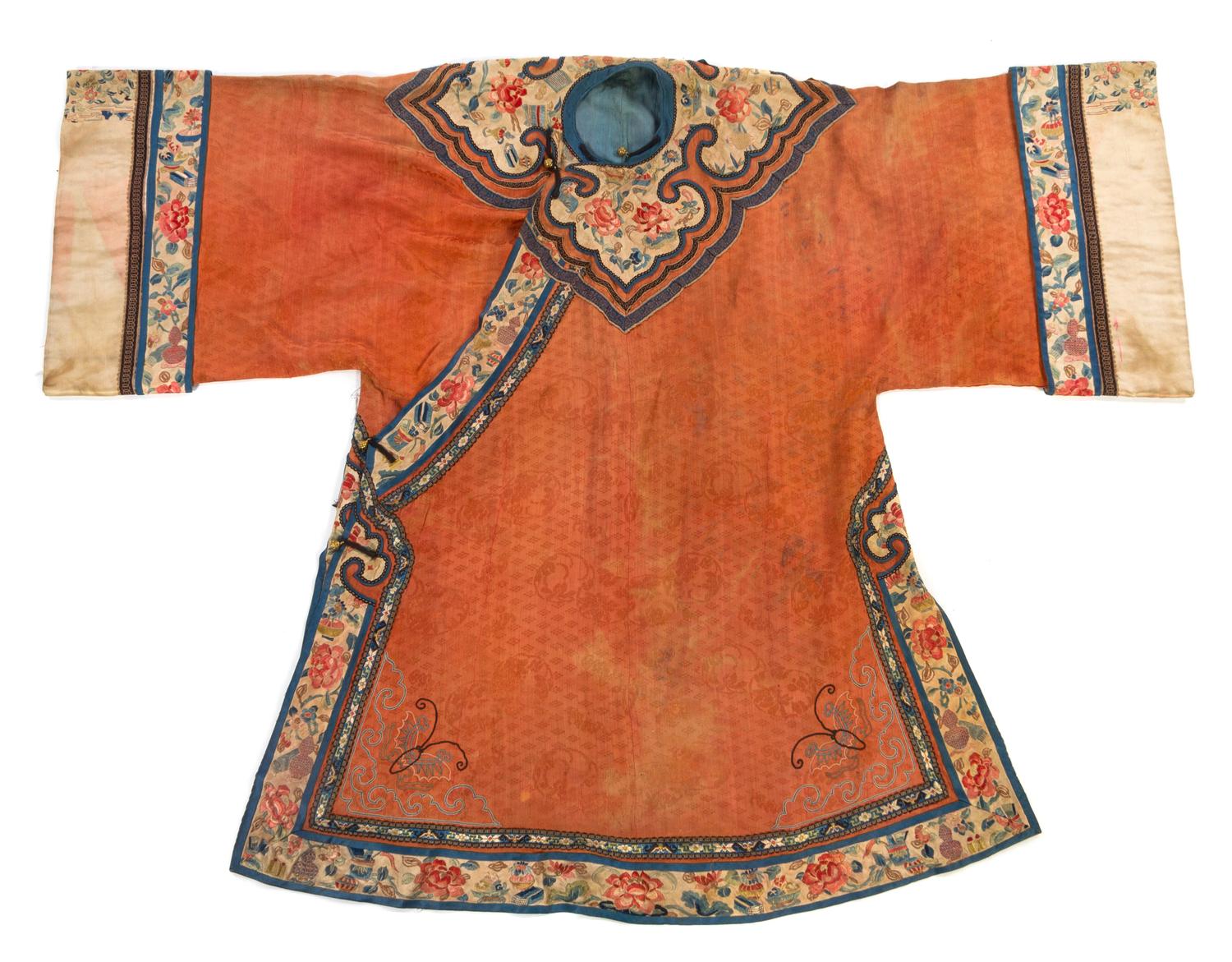 An Embroidered Silk Lady's Informal Jacket POSSIBLY 19TH CENTURY Length 37 1/2 inches. — POSSIBLY 19TH CENTURY