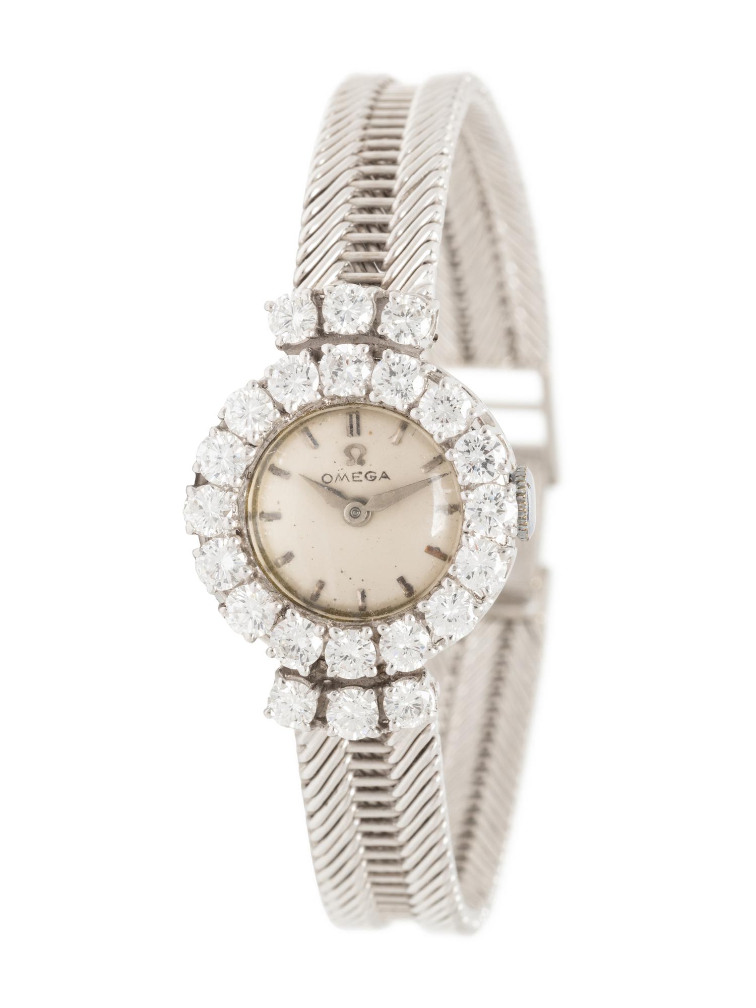 OMEGA, WHITE GOLD AND DIAMOND WATCH